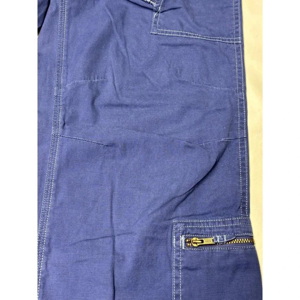VTG Y2K Polo Ralph Lauren Blue Cargo Pants Wide Leg Zipper Pockets Boys 16 28X29